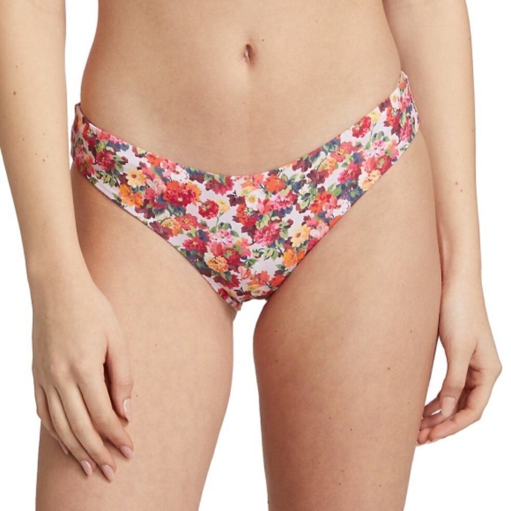 ONIA "Daisy" Liberty Floral Garden Bikini Bottom, Spiced Coral Multicolor